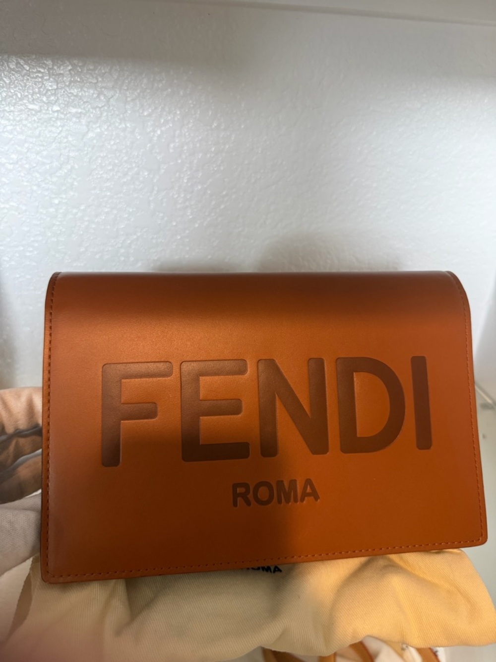 Fendi Brown Embossed Roma Leather Shoulder Bag